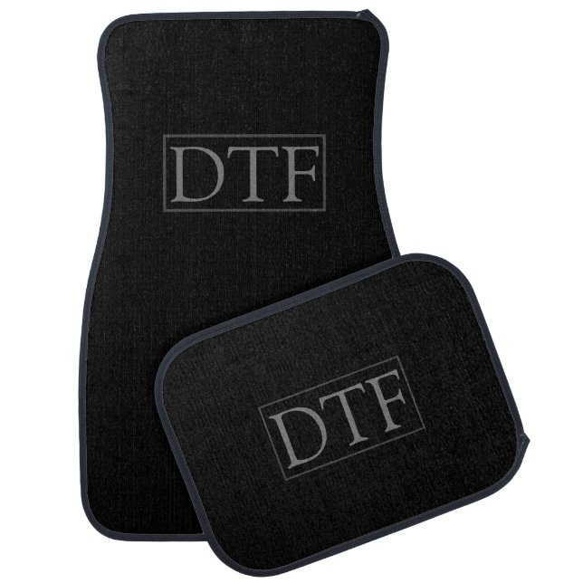 DIY Monogram or Name, Classic Black with Grey Text Car Floor Mat (Set)