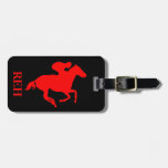 DIY Monogram Red Race Horse/Any Color Luggage Tag