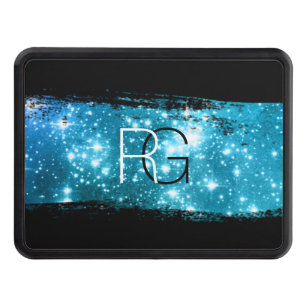 DIY Monogram White & Black, Stardust Brush Stroke Hitch Cover