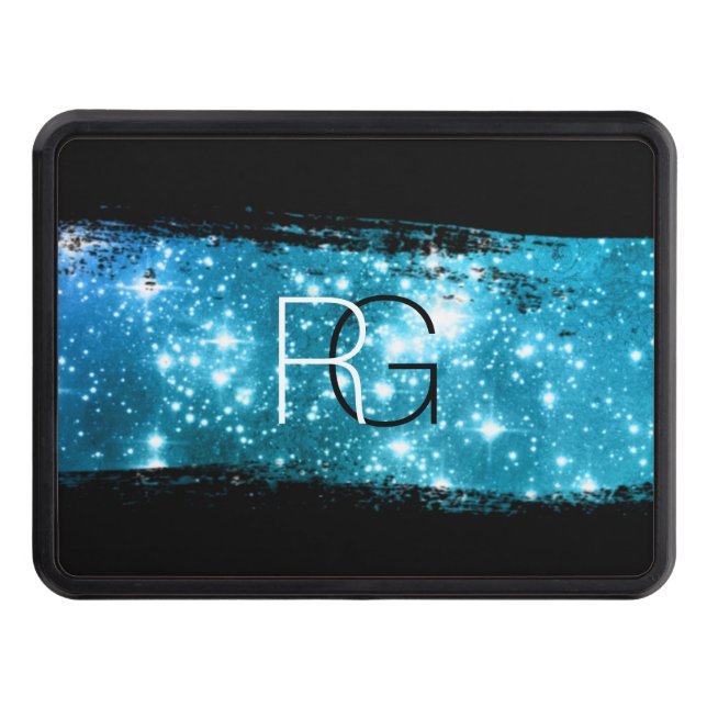 DIY Monogram White & Black, Stardust Brush Stroke Hitch Cover (Front)