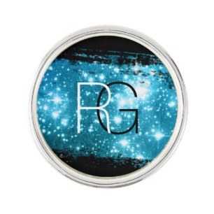 DIY Monogram White & Black, Stardust Brush Stroke Lapel Pin