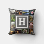Diy Monograms With 24 Instagram Photos 2 Sided Throw Pillow at Zazzle