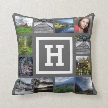 Diy Monograms With 24 Instagram Photos 2 Sided Throw Pillow by PartyHearty at Zazzle