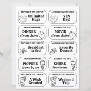 DIY Mother's Day Coloring Coupons From Kids