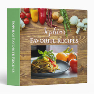 DIY Name, 3 Photos, Favorite Recipes, Green Ring Binder