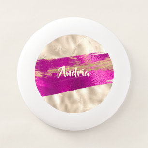 DIY Name Brush Text Fuchsia Platinum Faux Metallic Wham-O Frisbee