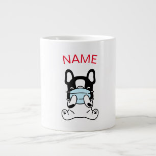 DIY NAME CUTE FRENCH BULLDOG PUPPY WITH MASK MUG