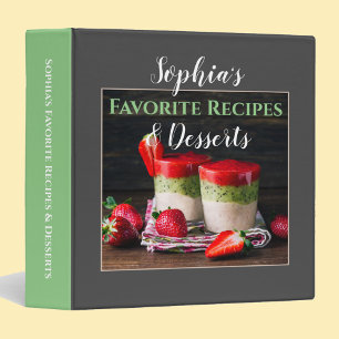 DIY Name, Favorite Recipes & Desserts, Photo, Sage 3 Ring Binder