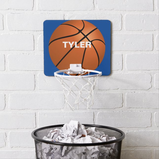 DIY Name in White, Deep Blue Mini Basketball Hoop (In Situ)
