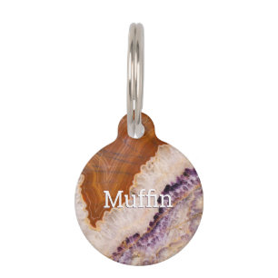 DIY Name & Info White, Purple, Brown & White Agate Pet ID Tag