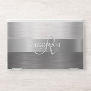 DIY Name & Initial, Brushed Steel & Silver Metal HP Laptop Skin