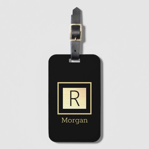 DIY Name  Monogram Black  Gold Box  Luggage Tag