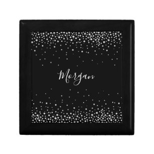 DIY Name White Script & White Diamonds, Black Vs 2 Gift Box