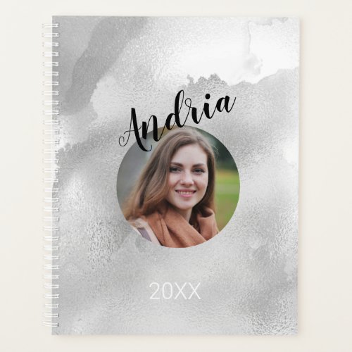 DIY NameYearPhotoBlack White Abstract Watercolor Planner