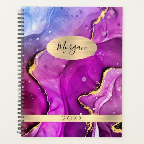 DIY Name  Year Red Violet  Gold Ink Abstract Planner