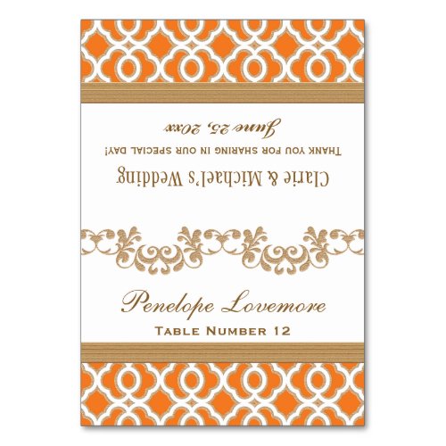 DIY Orange Gold Moroccan Seating Place Tent Cards