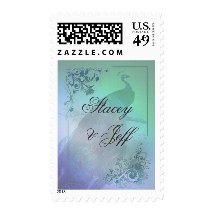 DIY Peacock romantic wedding stamps