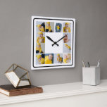 DIY Personalized 12 Photo Collage Template Square Wall Clock<br><div class="desc">12 Photo personalized wall clock, simply add your own photographs to this great wall clock .. easy to personalize .. customizable photo template clock from Ricaso - perfect gift-ideas - features a black frame - this delightful wall clock will make your room even more special, a wonderful keepsake for yourself...</div>