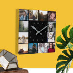 DIY Personalized 12 Photo Collage Template Square Wall Clock<br><div class="desc">12 Photo and Text Template .. simply add your own photographs to this great wall clock .. easy to personalize .. customizable photo template clock from Ricaso - perfect gift-ideas</div>