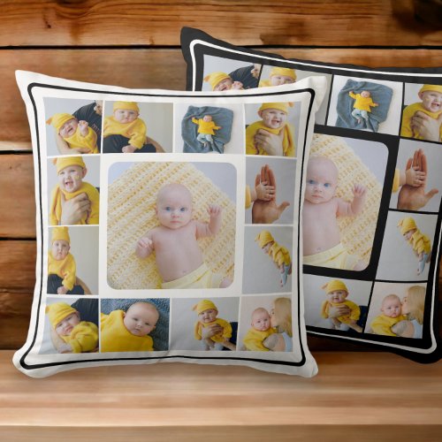 DIY Personalized 13 Photo Collage Template Throw Pillow
