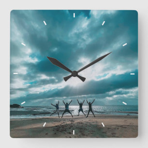 DIY Personalized Photo Collage Template Square  Wall Clock