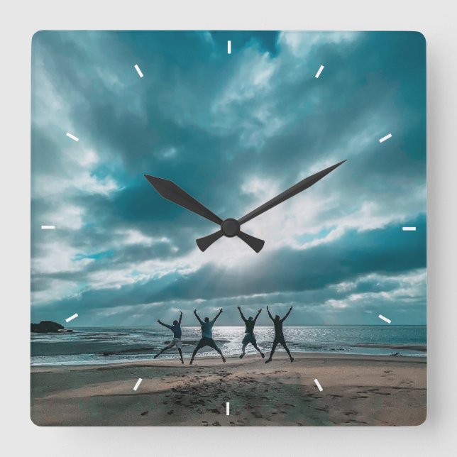 DIY Personalized Photo Collage Template Square  Wall Clock (Front)