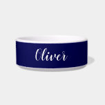 DIY Pet Bowl | Custom Name, Color, Text<br><div class="desc">Now you can make your own personalized pet bowl with our easy to use DIY templates. Add a name. Initials. A monogram. A photo or other image. This pet bowl is featured in solid navy blue with white text, but you can choose your own background color, too. So, go ahead,...</div>
