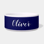 DIY Pet Bowl | Custom Name, Color, Text<br><div class="desc">Now you can make your own personalized pet bowl with our easy to use DIY templates. Add a name. Initials. A monogram. A photo or other image. This pet bowl is featured in solid navy blue with white text, but you can choose your own background color, too. So, go ahead,...</div>