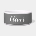 DIY Pet Bowl | Custom Name, Color, Text<br><div class="desc">Are you a Do It Yourselfer? Now you can make your own personalized pet bowl with our easy to use DIY templates. Add a name. Initials. A monogram. A photo or other image. This pet bowl is featured in solid gray with white text, but you can choose your own background...</div>