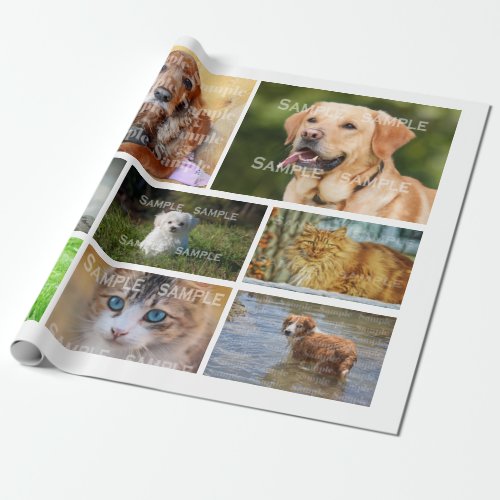 DIY pet photo family animal collage frame Wrapping Paper