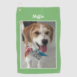 DIY Pet's Photo & Name Or Child, Sage & White Golf Towel
