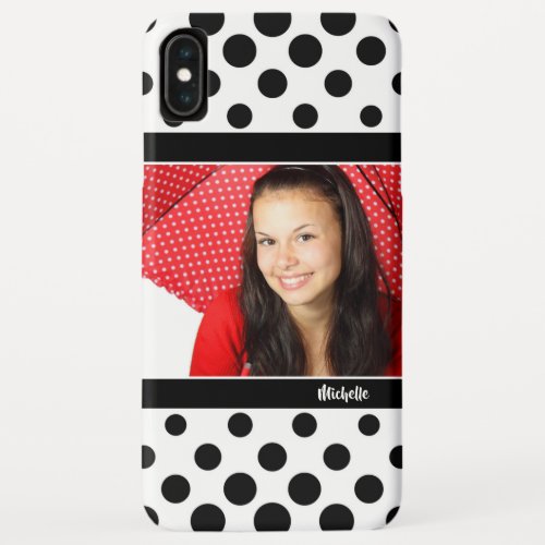 DIY Photo and Name  Fashionable Black Polka Dot iPhone XS Max Case