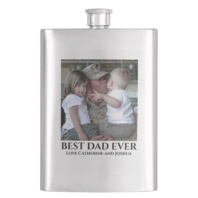 DIY photo best dad ever fathers from children Flask (Front)