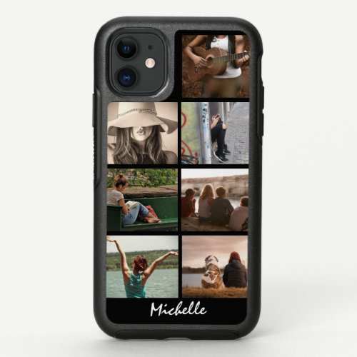DIY Photo collage 7 picture your name black OtterBox Symmetry iPhone 11 Case