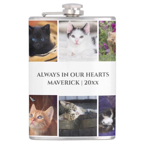 DIY photo collage  pet remembrance keepsake cat Flask