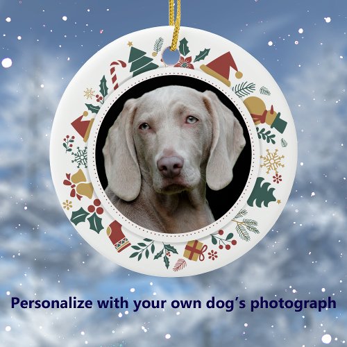 DIY Photo in Christmas Images Border Pet Ceramic Ornament