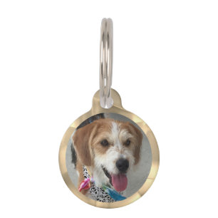 DIY Photo Name & Info, Gold Kaleidoscope Pet ID Tag