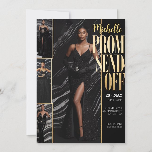 DIY Photo PROM SEND-OFF Luxurious Fashionable  Invitation (Front)