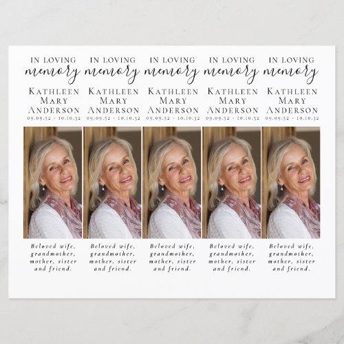 DIY Photo Sympathy Funeral Prayer Bookmark