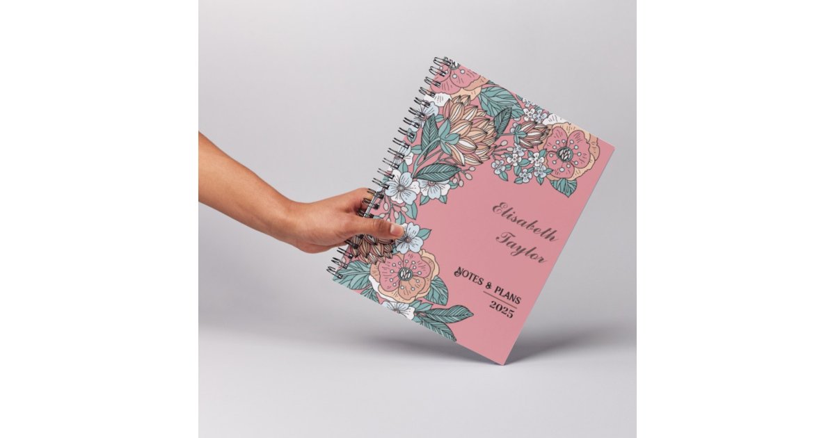 DIY Pink Floral Planner: Your Personalized Study Planner | Zazzle