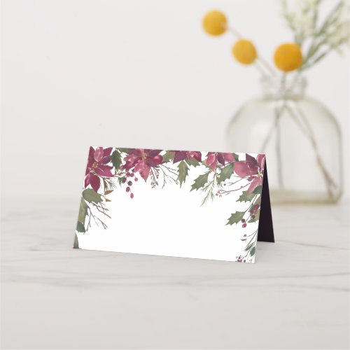DIY Poinsettia Florals Wedding | Scarlet Red Place Card