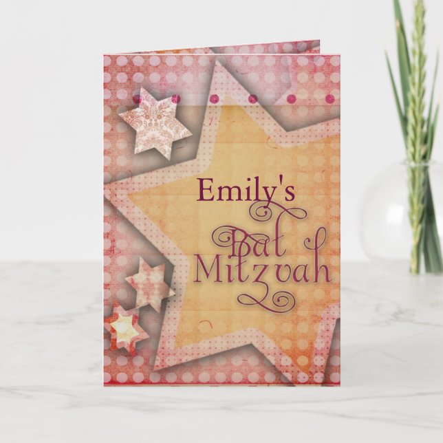 DIY Polka Dot Colorful Bat Mitzvah design Card (Front)