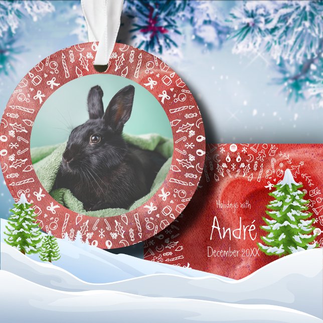 DIY Rabbit on Red Christmas Ornament (Creator Uploaded)