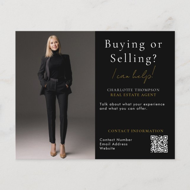 DIY Realtor Buying or Selling Real Estate Photo Flyer (Front)