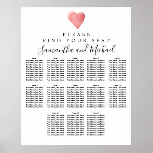 DIY Red Heart 13-Table Wedding Seating Chart
