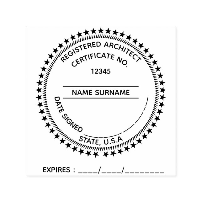 DIY Registered Professional Engineer round stars Self-inking Stamp (Design)
