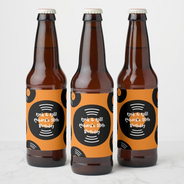 DIY Rock & Roll Birthday party beer bottle labels (Bottles)