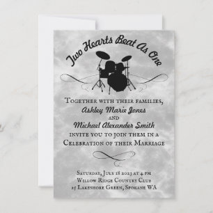 DIY Rock & Roll Drummer Wedding Drum Kit Musician Invitation