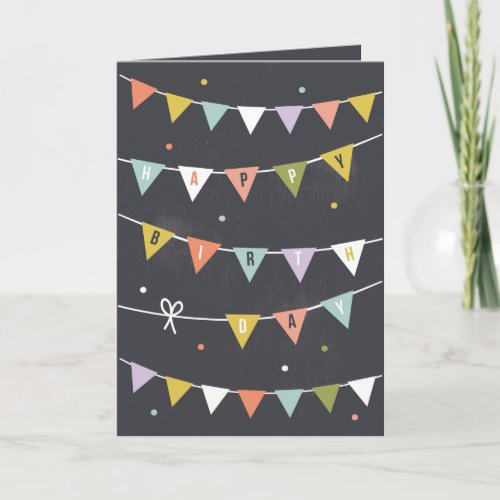 DIY Rustic Chalkboard Birthday bunting lined Card