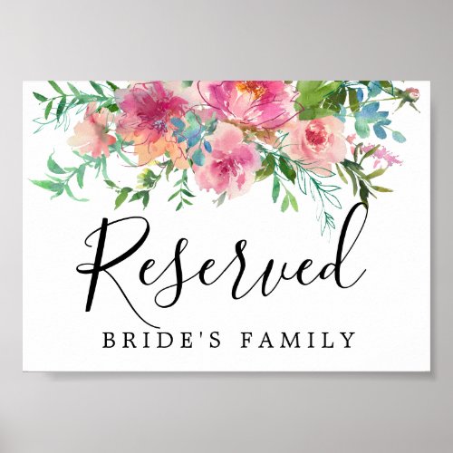 DIY Rustic Pink Floral Wedding Reserved Sign